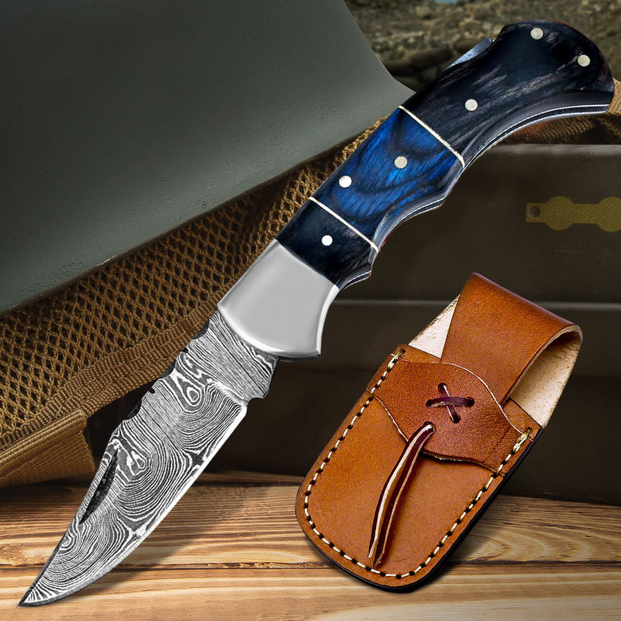 6.5" Handmade damascus folding knife, Pocket Knife - Premium  from FH KNIVES - Just $34.95! Shop now at Pat's Monograms