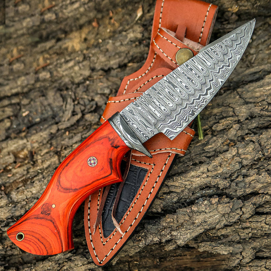 10' Handmade damascus steel knife with leather sheath - Premium Knives from FH KNIVES - Just $64.95! Shop now at Pat's Monograms