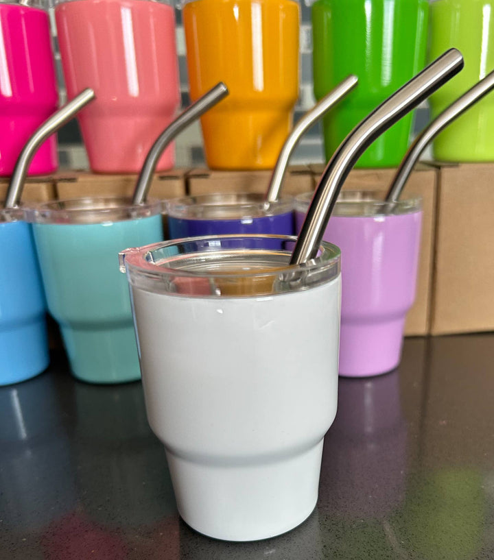 Tumbler Shot Glass with Metal Straw and Lid - Premium  from JILLIAN INK LLC - Just $8! Shop now at Pat's Monograms