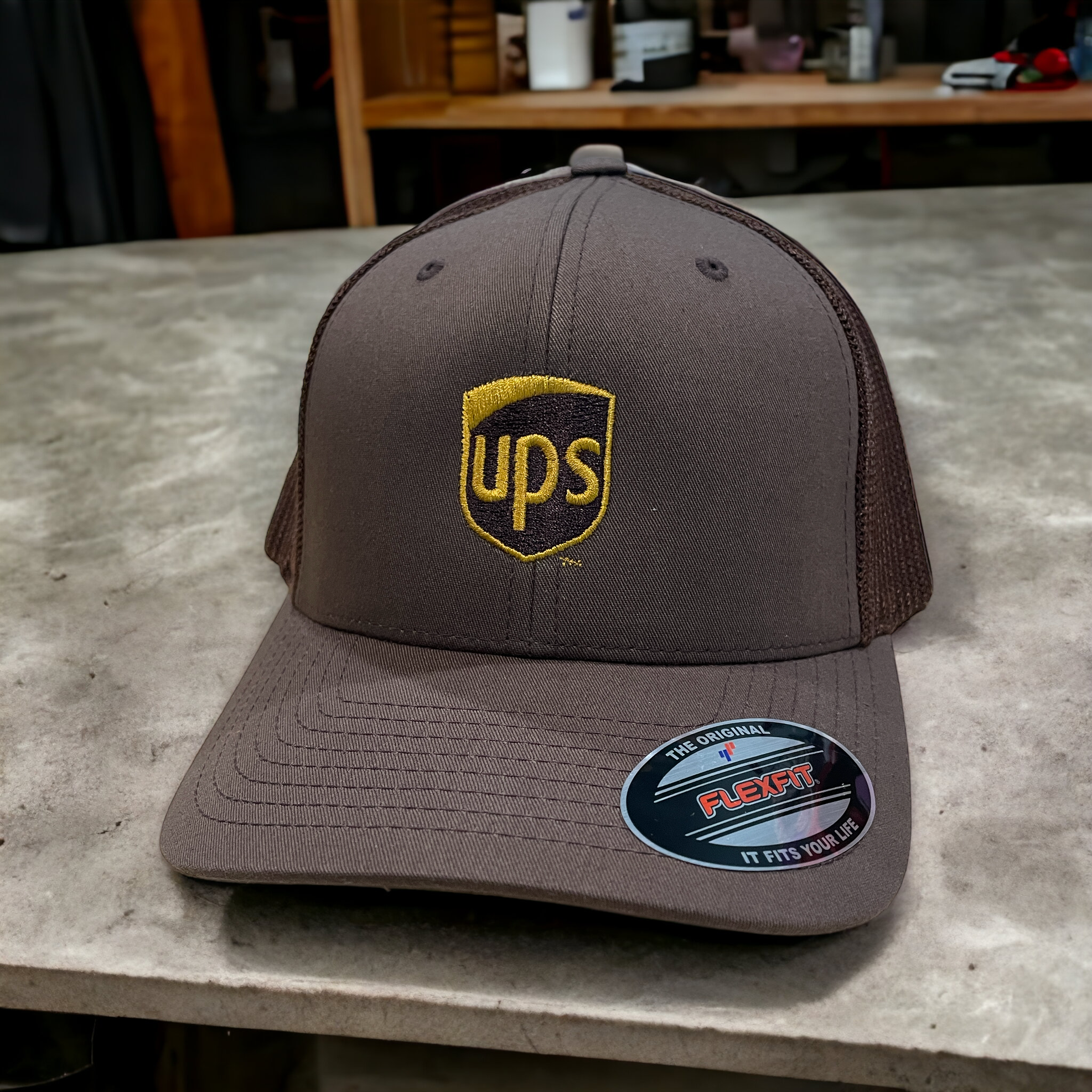 Buy UPS - Mesh Back Flex Fit Cap by Pat's Monograms | Pat's Monograms