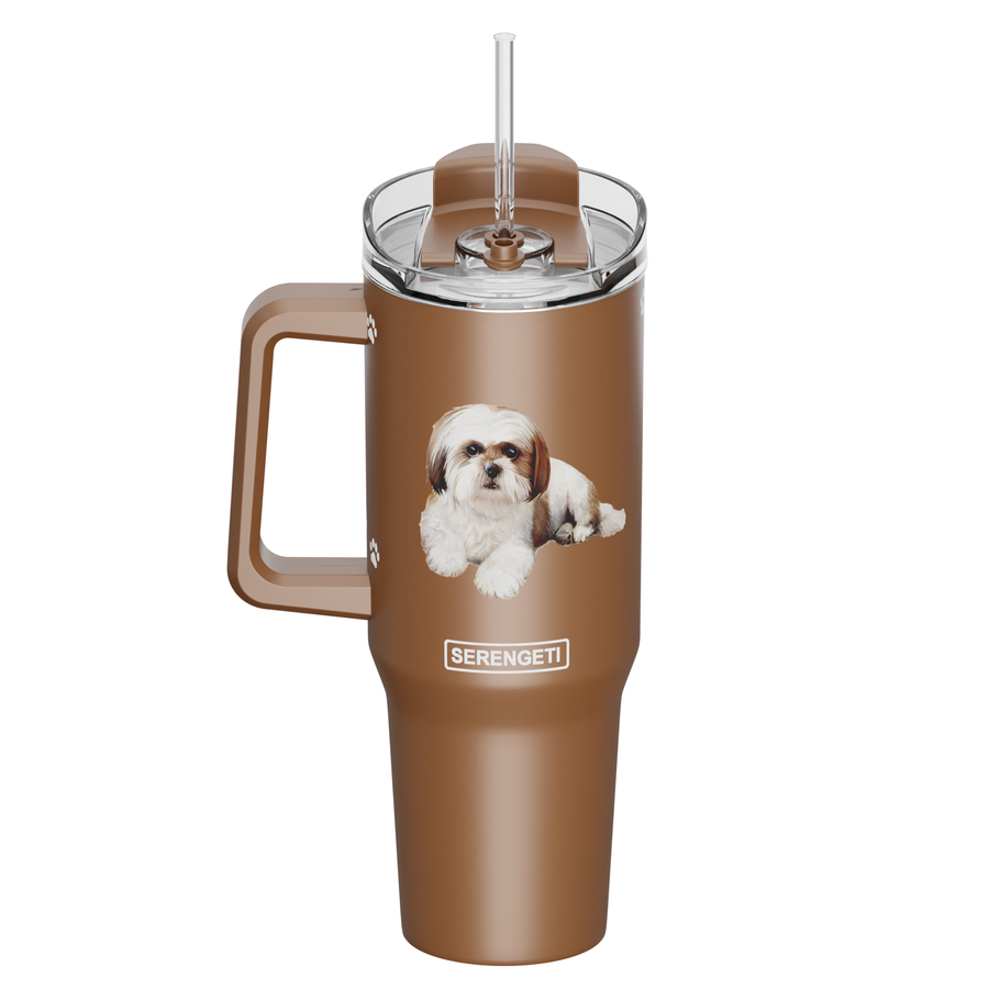 Shih Tzu, tan 40 oz Tumbler with Handle and Straw Lid - Premium  from E&S Pets - Just $36.95! Shop now at Pat's Monograms