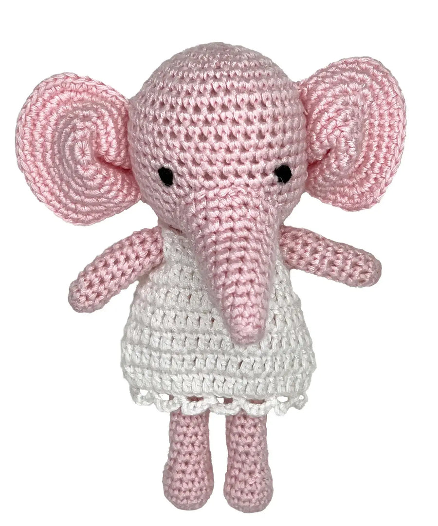 Elephant Bamboo Crochet Rattle - Pink: 5" Rattle - Premium Baby Gift from Petit Ami & Zubels - Just $13.50! Shop now at Pat's Monograms