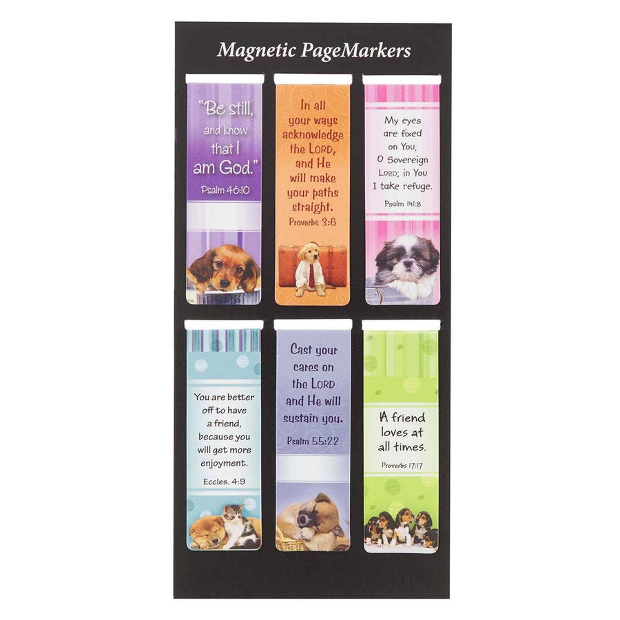 Be Still Magnetic Bookmark Set with Puppies - Psalm 46:10 - Premium gift item from Christian Art Gifts - Just $4.95! Shop now at Pat's Monograms