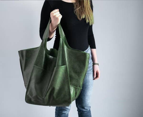 Large Vegan Leather Tote Bag - Premium  from Little Trendy - Just $54.85! Shop now at Pat&