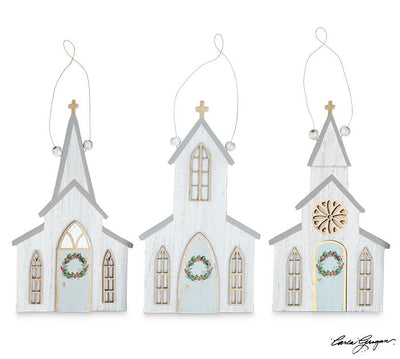 Distressed White Church Ornament - Premium Ornament from Burton and Burton - Just $9.45! Shop now at Pat's Monograms