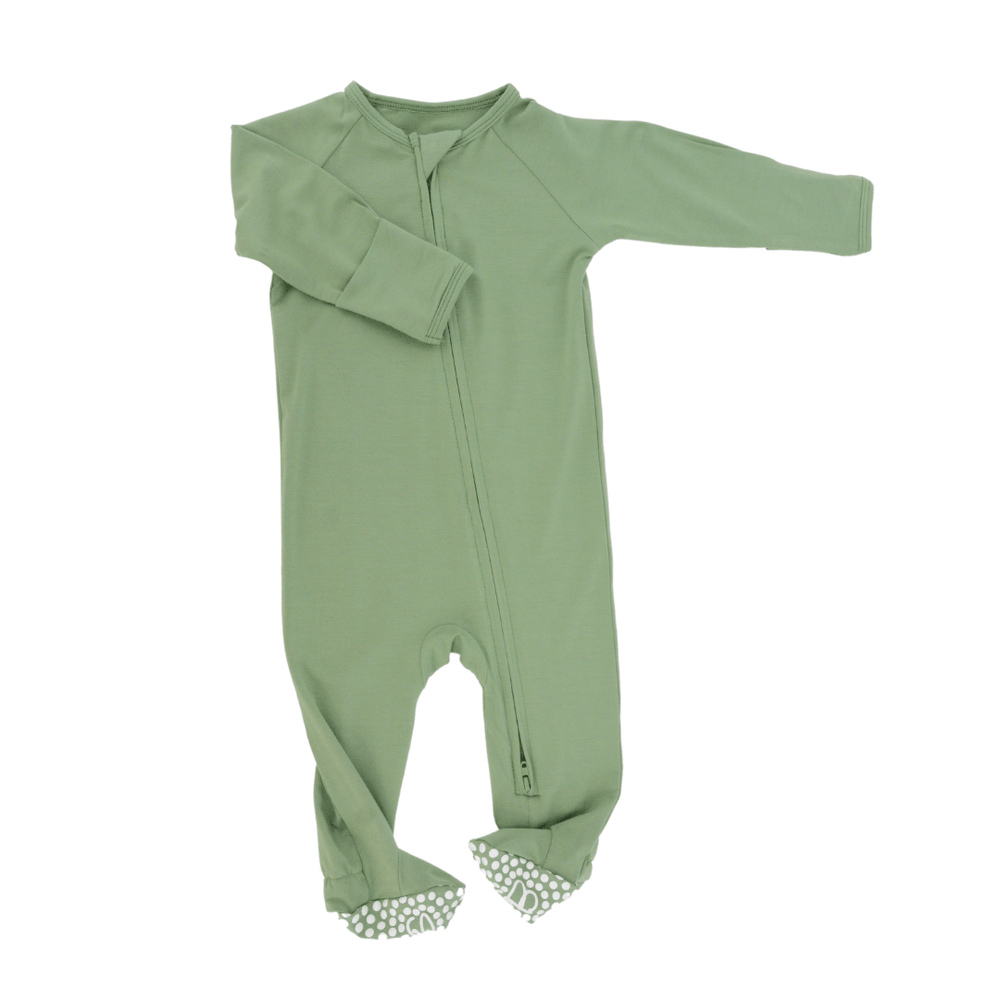 Zipper Footie - Shale Green - Premium Baby & Toddler Outfits from Sweet Bamboo - Just $38! Shop now at Pat's Monograms