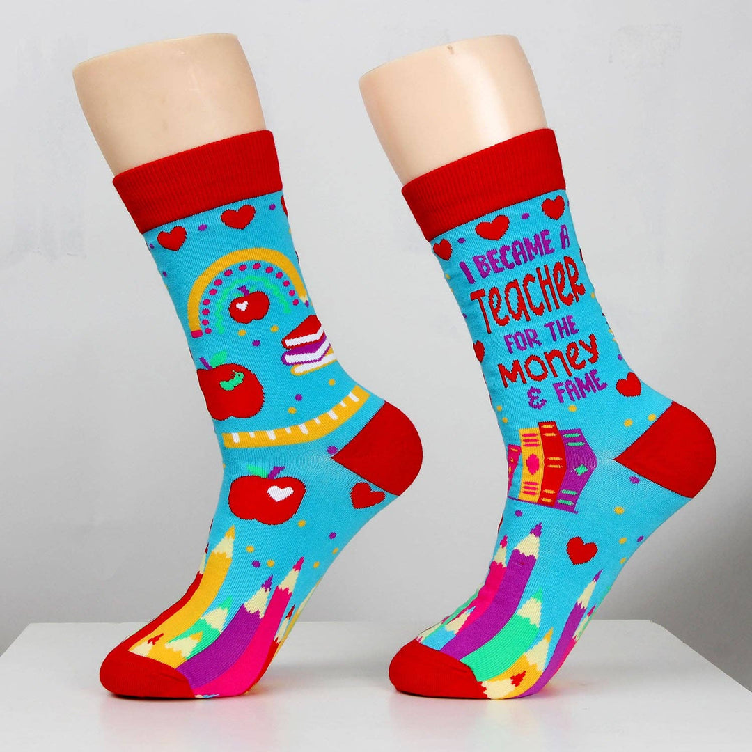 I Became a Teacher For The Money and Fame Women's Novelty Crew Socks - Premium Socks from Fabdaz - Just $11.95! Shop now at Pat's Monograms