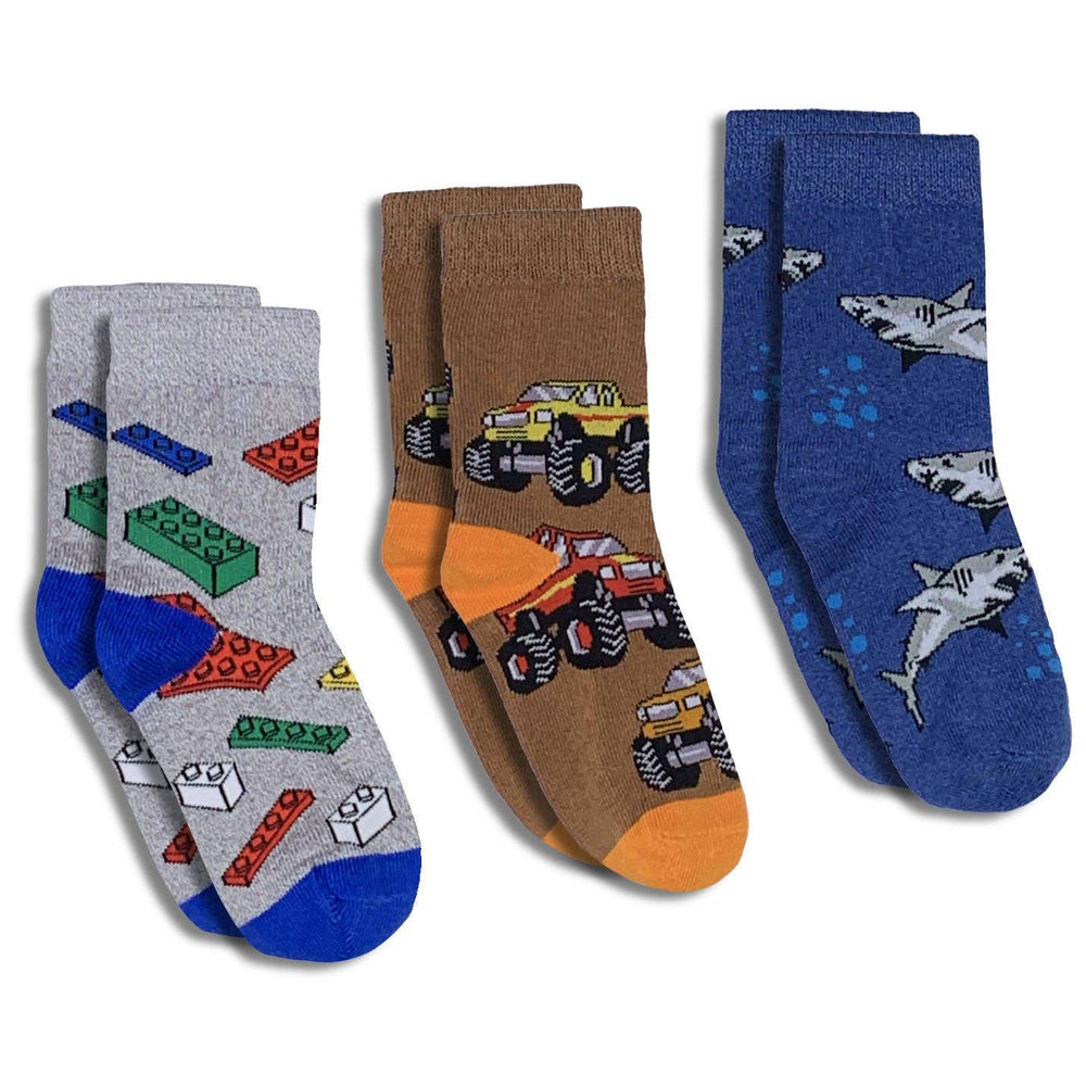 Building Blocks, Trucks and Sharks Kids Socks / 3-Pack - Premium socks from Good Luck Sock - Just $13! Shop now at Pat's Monograms