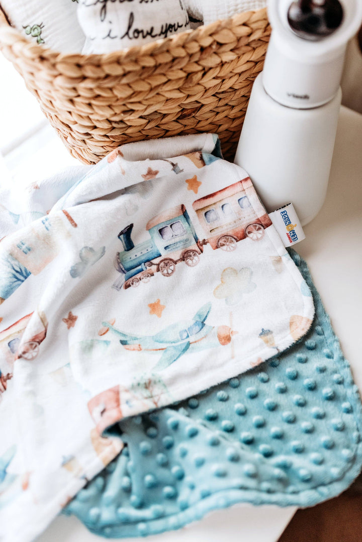 Premium Baby & Toddler Minky Blanket - Planes, Trains, Autom - Premium Swaddle from Honey Lemonade - Just $45! Shop now at Pat's Monograms