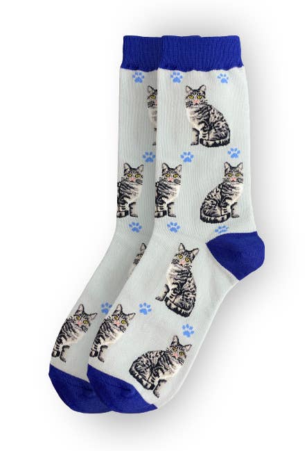 Silver Tabby Cat Full Body Socks - Premium Socks from Sock Daddy - Just $9.95! Shop now at Pat's Monograms