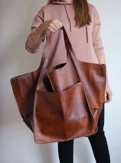 Large Vegan Leather Tote Bag - Premium  from Little Trendy - Just $54.85! Shop now at Pat's Monograms