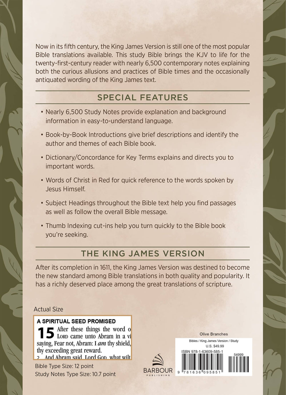 The KJV Study Bible, Large Print [Olive Branches] - Premium Books and Devotionals from Barbour Publishing, Inc. - Just $49.99! Shop now at Pat's Monograms