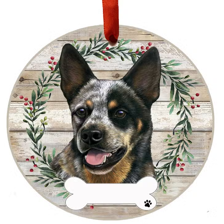 Australian Cattle Dog Ceramic Wreath Ornament - Premium Christmas Ornament from E&S Pets - Just $9.95! Shop now at Pat's Monograms