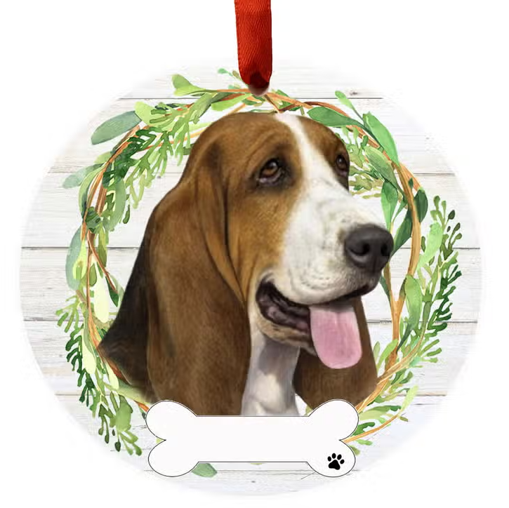 Basset Hound Ceramic Wreath Ornament - Premium Christmas Ornament from E&S Pets - Just $9.95! Shop now at Pat's Monograms