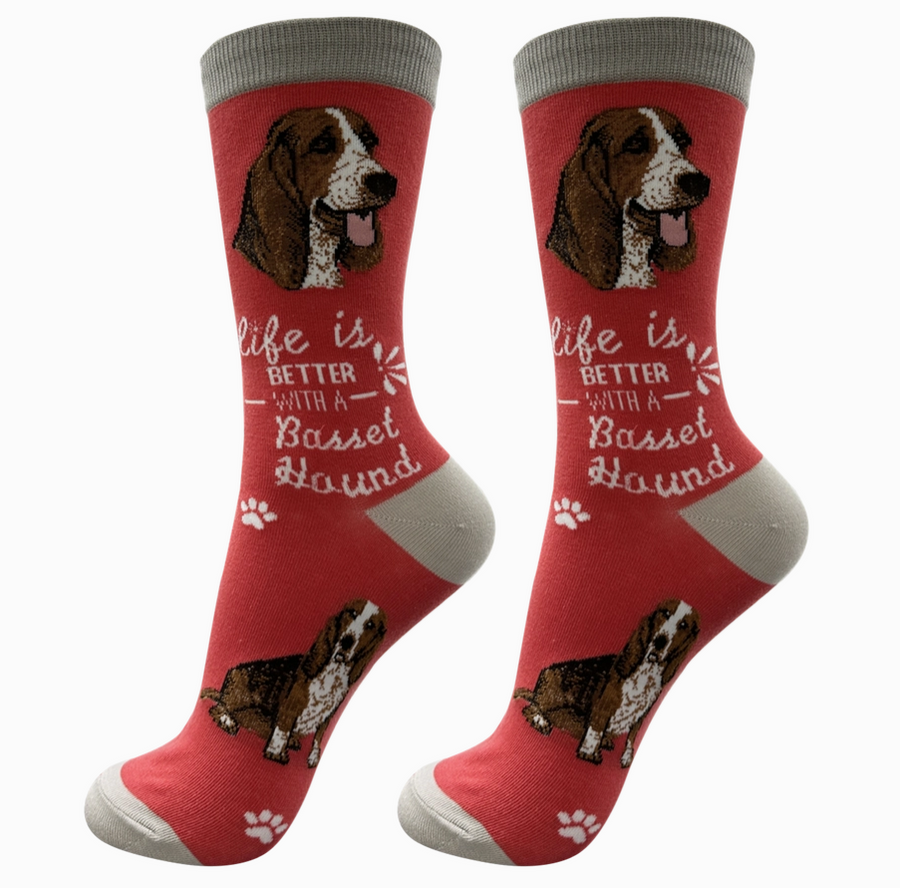 Basset Hound Socks - Life is Better - Premium Socks from Sock Daddy - Just $9.95! Shop now at Pat's Monograms