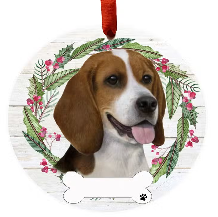 Beagle Ceramic Wreath Ornament - Premium Christmas Ornament from E&S Pets - Just $9.95! Shop now at Pat's Monograms