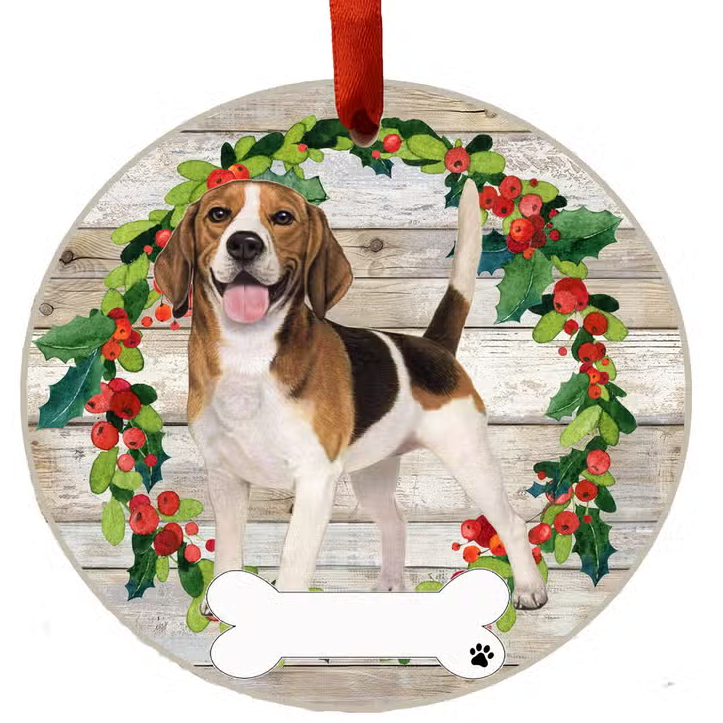 Beagle Full Body Ceramic Wreath Ornament - Premium Christmas Ornament from E&S Pets - Just $9.95! Shop now at Pat's Monograms