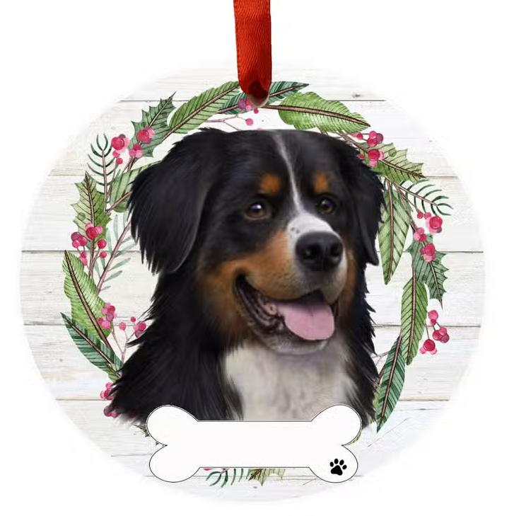 Bernese Mountain Dog Ceramic Wreath Ornament - Premium Christmas Ornament from E&S Pets - Just $9.95! Shop now at Pat's Monograms