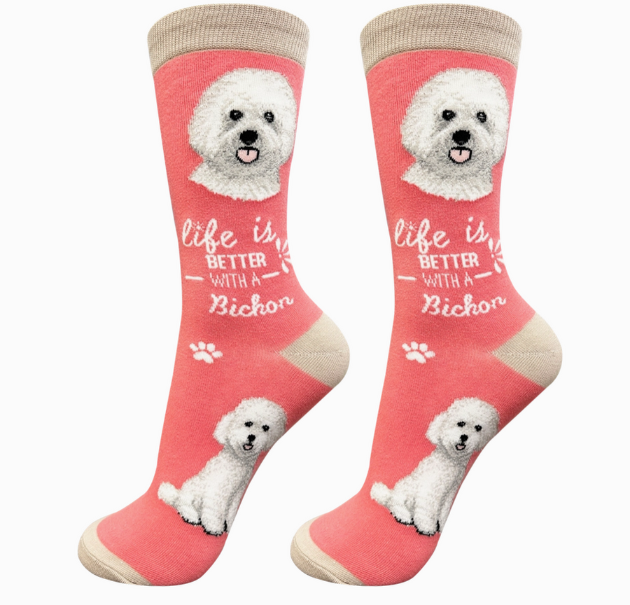 Bichon Frise - Life is Better Socks - Premium Socks from Sock Daddy - Just $9.95! Shop now at Pat's Monograms