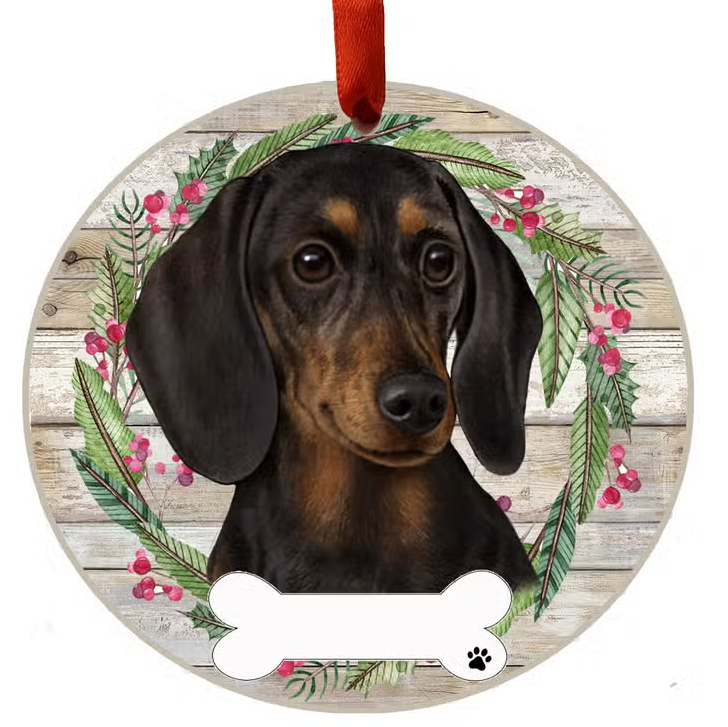 Dachshund Black Ceramic Wreath Ornament - Premium Christmas Ornament from E&S Pets - Just $9.95! Shop now at Pat's Monograms