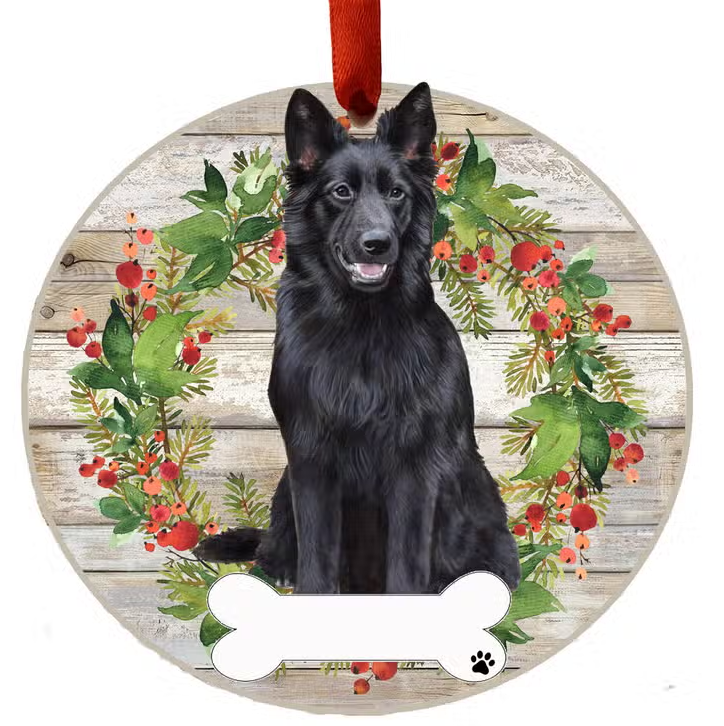 German Shepherd  Black Ceramic Wreath Ornament - Premium Christmas Ornament from E&S Pets - Just $9.95! Shop now at Pat's Monograms