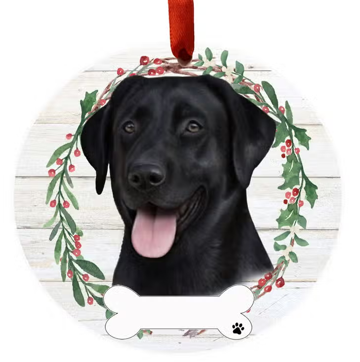 Black Labrador Ceramic Wreath Ornament - Premium Christmas Ornament from E&S Pets - Just $9.95! Shop now at Pat's Monograms