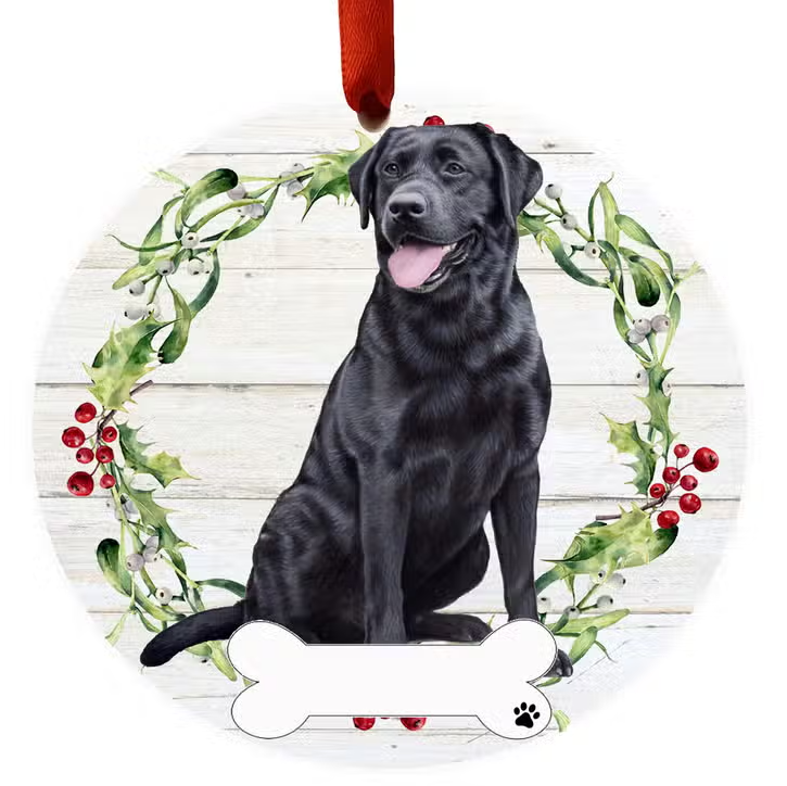 Black Labrador Full Body Ceramic Wreath Ornament - Premium Christmas Ornament from E&S Pets - Just $9.95! Shop now at Pat's Monograms
