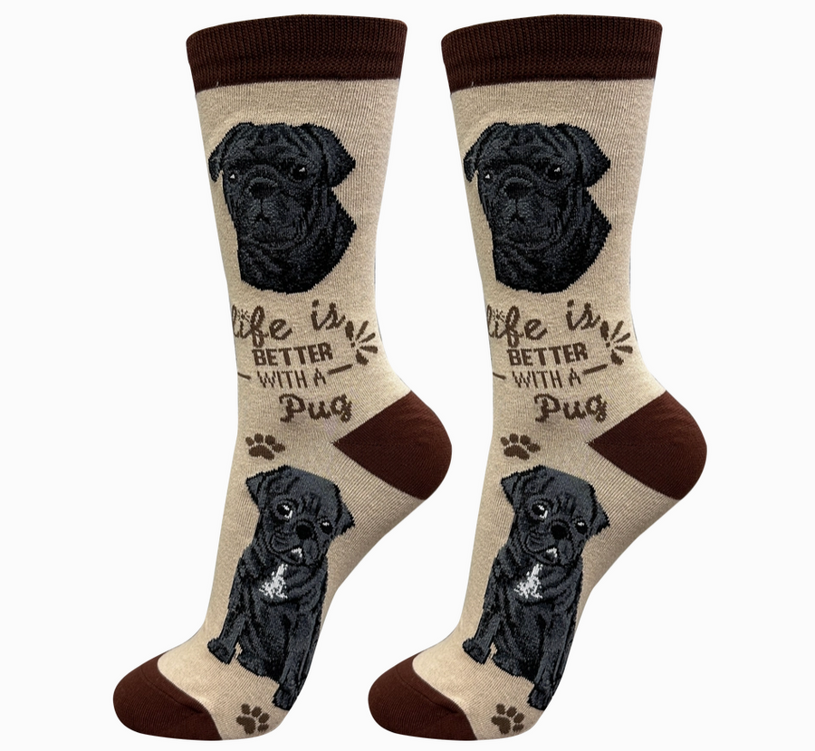 Black Pug - Life is Better Socks - Premium Socks from Sock Daddy - Just $9.95! Shop now at Pat's Monograms