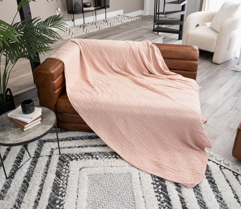 Adult Muslin Cotton Throw - Blush - Premium blanket from Comfy Cubs - Just $34.95! Shop now at Pat's Monograms