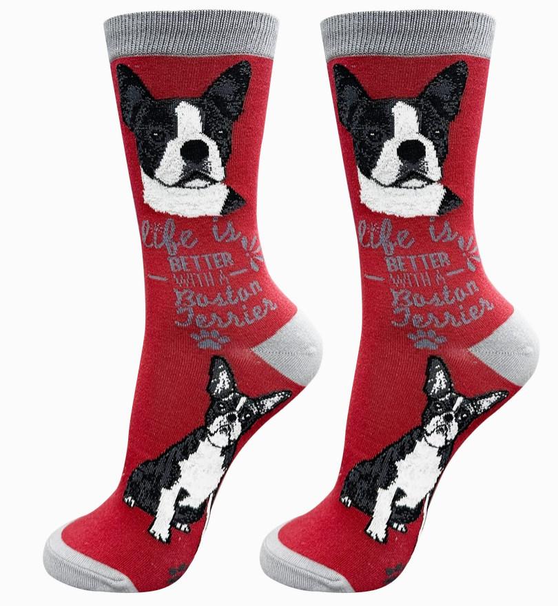 Boston Terrier - Life is Better Socks - Premium Socks from Sock Daddy - Just $9.95! Shop now at Pat's Monograms