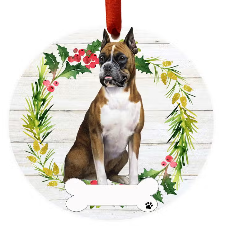 Boxer Full Body Ceramic Wreath Ornament - Premium Christmas Ornament from E&S Pets - Just $9.95! Shop now at Pat's Monograms