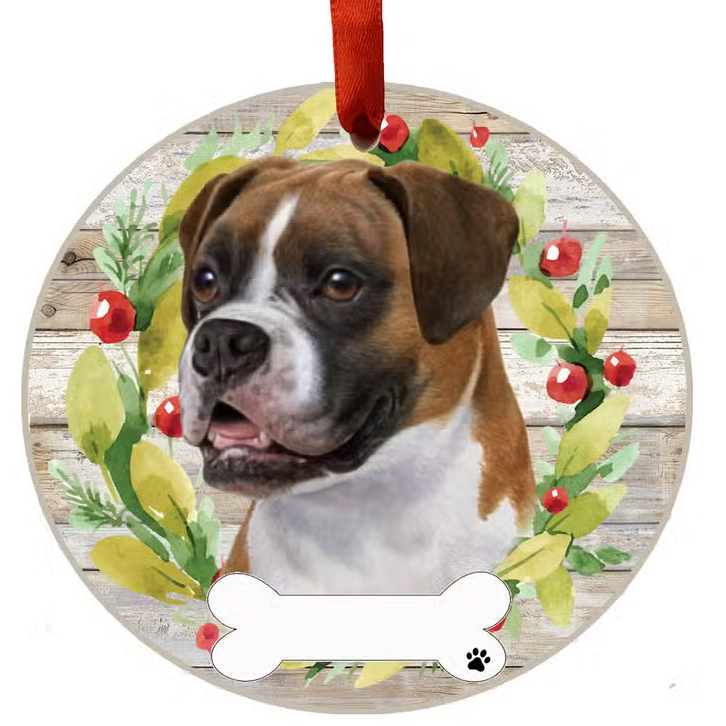 Boxer Ceramic Wreath Ornament - Premium Christmas Ornament from E&S Pets - Just $9.95! Shop now at Pat's Monograms