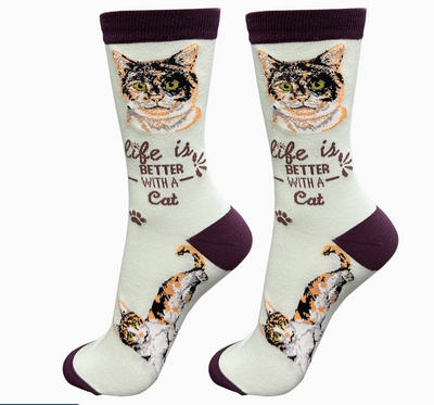 Calico Cat - Life is Better Socks - Premium Socks from Sock Daddy - Just $9.95! Shop now at Pat's Monograms