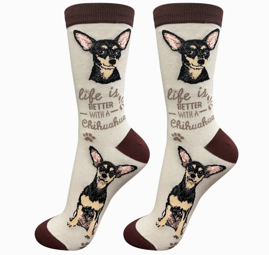 Chihuahua Black - Life is Better Dog Socks - Premium Socks from Sock Daddy - Just $9.95! Shop now at Pat's Monograms