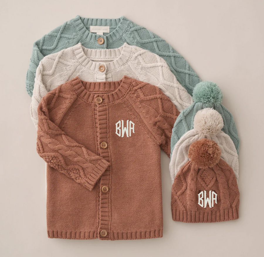 Chunky Diamond Cable Cardigan & Hat Set s - Premium Infant Wear from Elegant Baby - Just $58.95! Shop now at Pat's Monograms