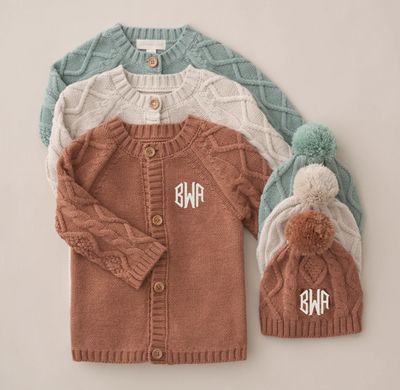 Chunky Diamond Cable Cardigan & Hat Set - Premium Infant Wear from Elegant Baby - Just $58.95! Shop now at Pat's Monograms