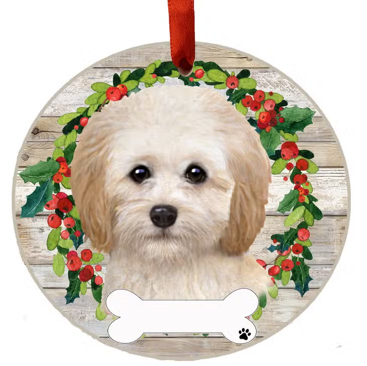 Cockapoo Ceramic Wreath Ornament - Premium Christmas Ornament from E&S Pets - Just $9.95! Shop now at Pat's Monograms