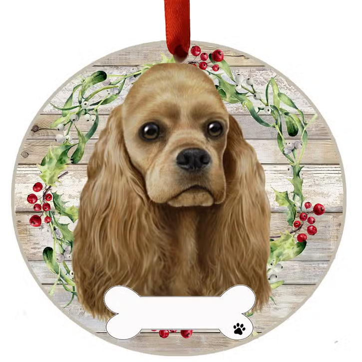 Cocker Spaniel Ceramic Wreath Ornament - Premium Christmas Ornament from E&S Pets - Just $9.95! Shop now at Pat's Monograms