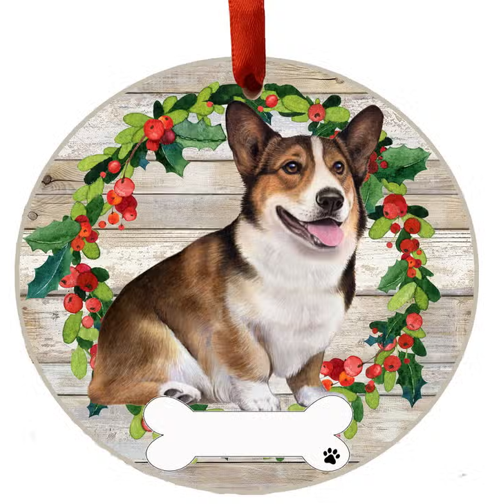 Welsh Corgi Full Body Ceramic Wreath Ornament - Premium Christmas Ornament from E&S Pets - Just $9.95! Shop now at Pat's Monograms
