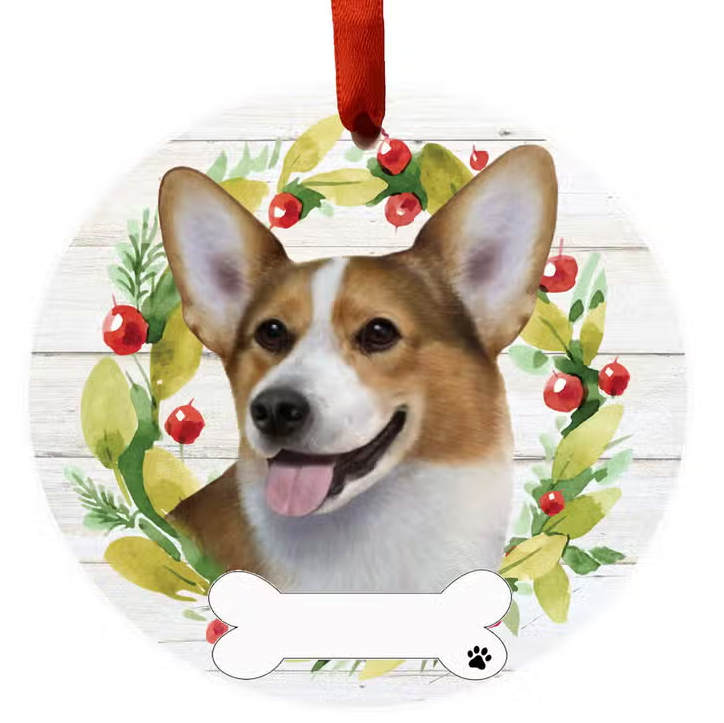 Welsh Corgi Ceramic Wreath Ornament - Premium Christmas Ornament from E&S Pets - Just $9.95! Shop now at Pat's Monograms