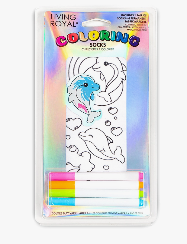 Dolphin Love Coloring Socks - Premium Socks from Living Royal - Just $8.95! Shop now at Pat's Monograms