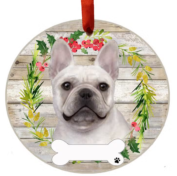 French Bulldog Ceramic Wreath Ornament - Premium Christmas Ornament from E&S Pets - Just $9.95! Shop now at Pat's Monograms