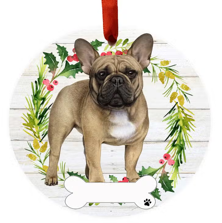 French Bulldog Full Body Ceramic Wreath Ornament - Premium Christmas Ornament from E&S Pets - Just $9.95! Shop now at Pat's Monograms