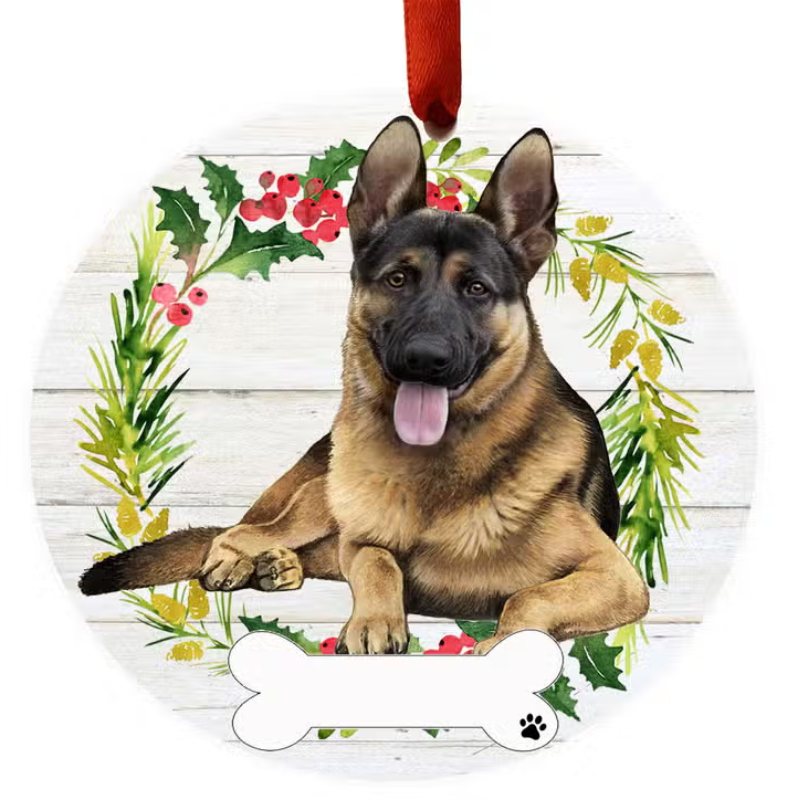 German Shepherd Full Body Ceramic Wreath Ornament - Premium Christmas Ornament from E&S Pets - Just $9.95! Shop now at Pat's Monograms
