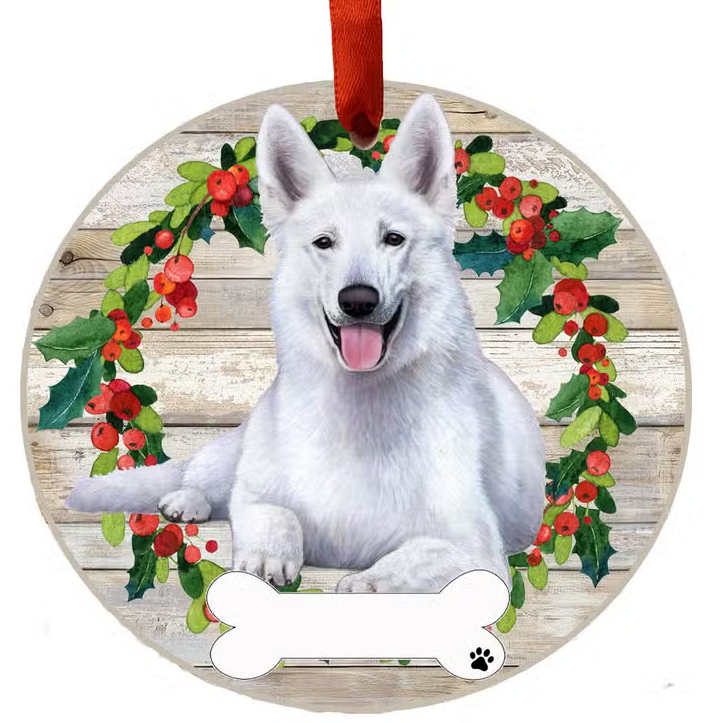 German Shepherd  White Ceramic Wreath Ornament - Premium Christmas Ornament from E&S Pets - Just $9.95! Shop now at Pat's Monograms