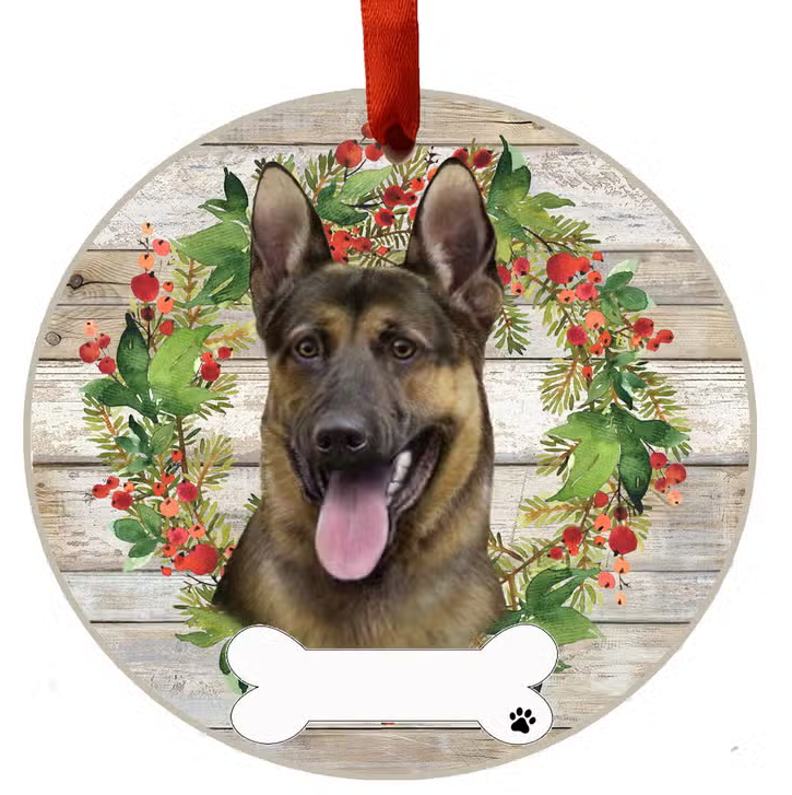 German Shepherd Ceramic Wreath Ornament - Premium Christmas Ornament from E&S Pets - Just $9.95! Shop now at Pat's Monograms