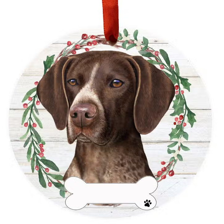 German Shorthair Pointer Ceramic Wreath Ornament - Premium Christmas Ornament from E&S Pets - Just $9.95! Shop now at Pat's Monograms