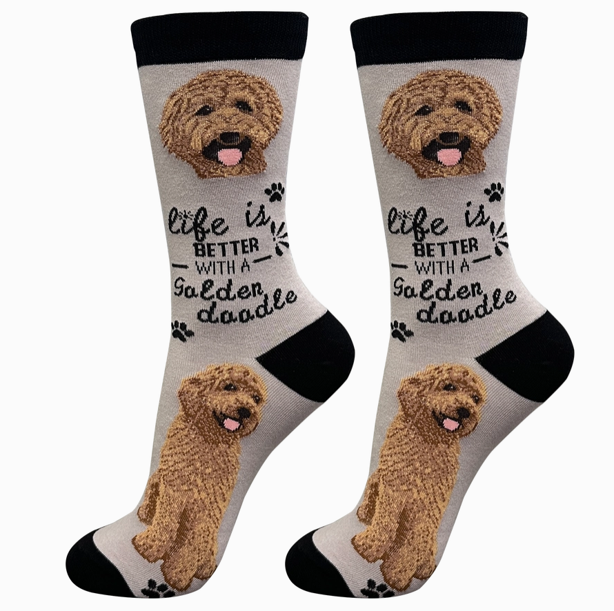 Goldendoodle Red - Life is Better Socks - Premium Socks from Sock Daddy - Just $9.95! Shop now at Pat's Monograms