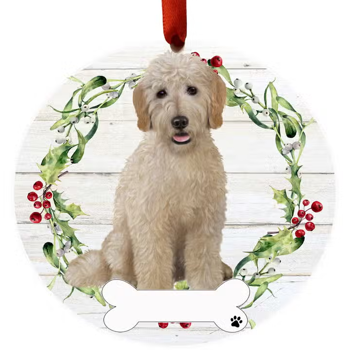 Goldendoodle Ceramic Wreath Ornament - Premium Christmas Ornament from E&S Pets - Just $9.95! Shop now at Pat's Monograms