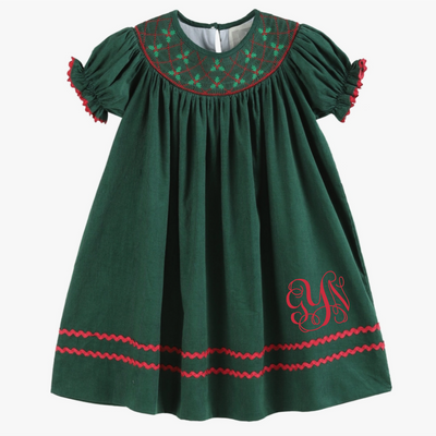 Green Christmas Mistletoe Smocked Bishop Dress - Premium  from Lil Cactus - Just $35.95! Shop now at Pat's Monograms